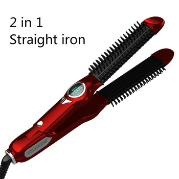 

2 in 1 Showliss Pro Hair Straightener Brush Comb Detangling Straightening Irons Hair Curler Brush Hair Styling Tools