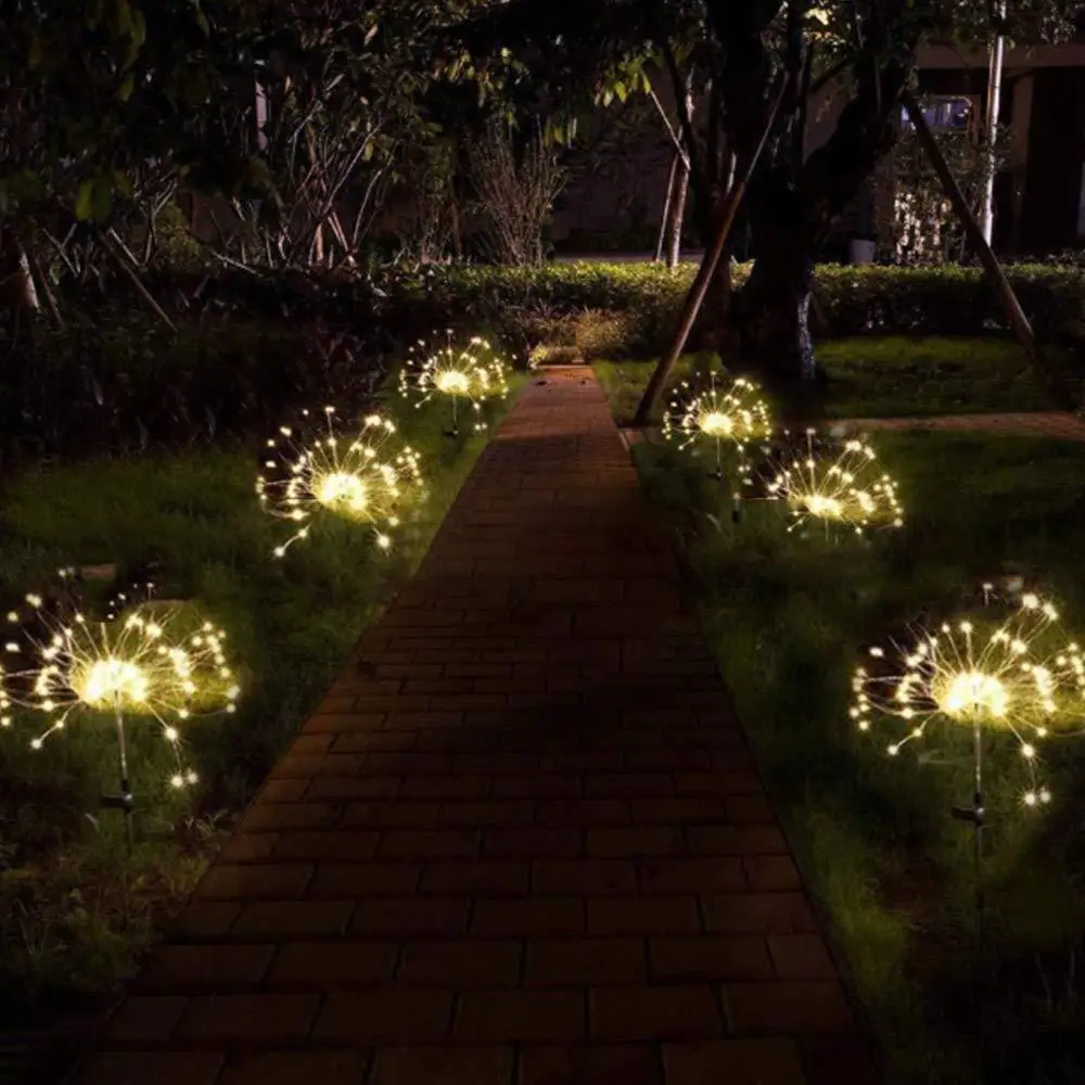 

Solar Floor Outlet Copper Lamp Firework Lights Dandelion Lighting Chain Lawn Outdoor Waterproof Stars Christmas Lights