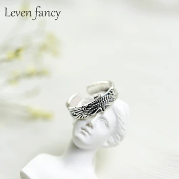 

Authentic Sterling Silver 925 Flying Eagle Vintage Silver Ring Domineering Personality Roman Numeral Ring for Women and Men