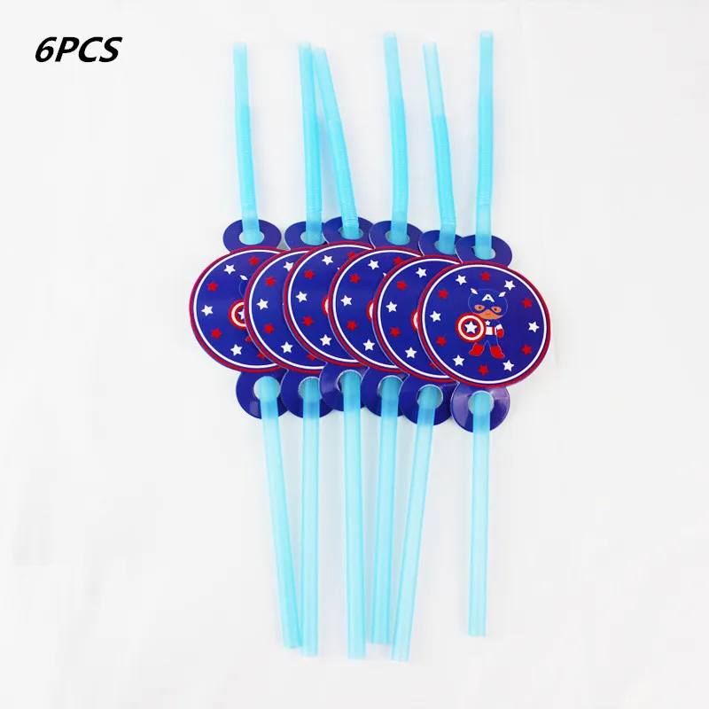 6pcs straw Marvel Капитан Америка тема флаги вечеринка для мальчика день рождение украшения для вечеринки в честь ребенка свадебные украшения поставка 1 комплект в том числе 12 шт Вымпел - Цвет: 6pcs straw