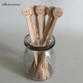 

x100 Personalised Drink Stirrers Wedding Place Name Table Decoration Favour with Initials Wooden Swizzle Cocktail Stir Sticks
