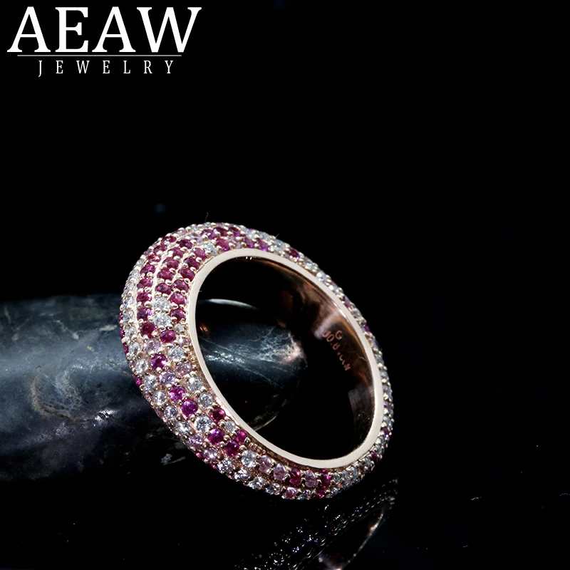 

AEAW 10k 14k 18k White Gold Yellow Gold Fashion For Women Creative Full Setting Natural Ruby And Moissanite Wedding Ring