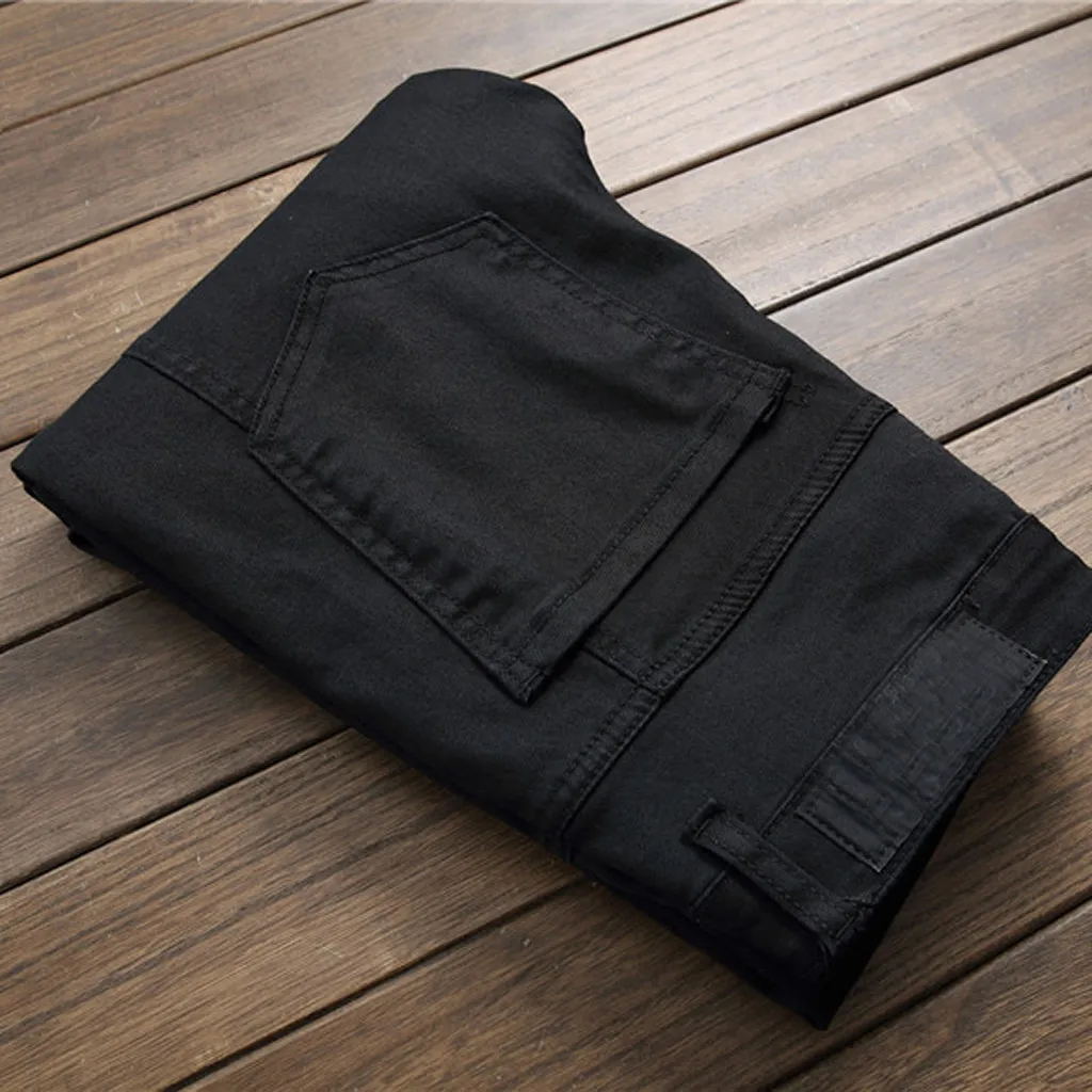 KLV Men Cool Designer Brand Jeans Skinny Ripped Hole Slim Fit Hip Hop Pants Jeans Trousers Sweatpants Streetwear hot 9729