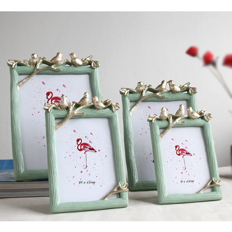 Retro Decoration Crafts Photo Frame Creative Resin Bird&Tree Picture Frame Vintage Photo Frame Wedding Home Decor Ornaments Gift