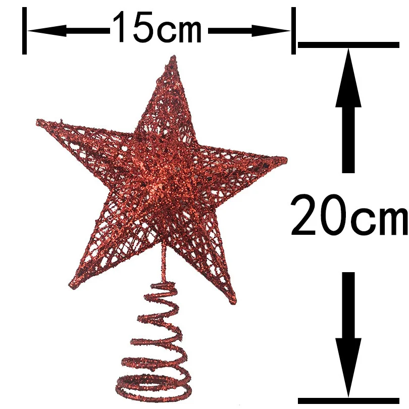 1pcs/pack 15*20cm Gold Glitter Christmas Tree Top Iron Star Christmas Decorations Home Xmas Tree Ornaments Handmade DIY