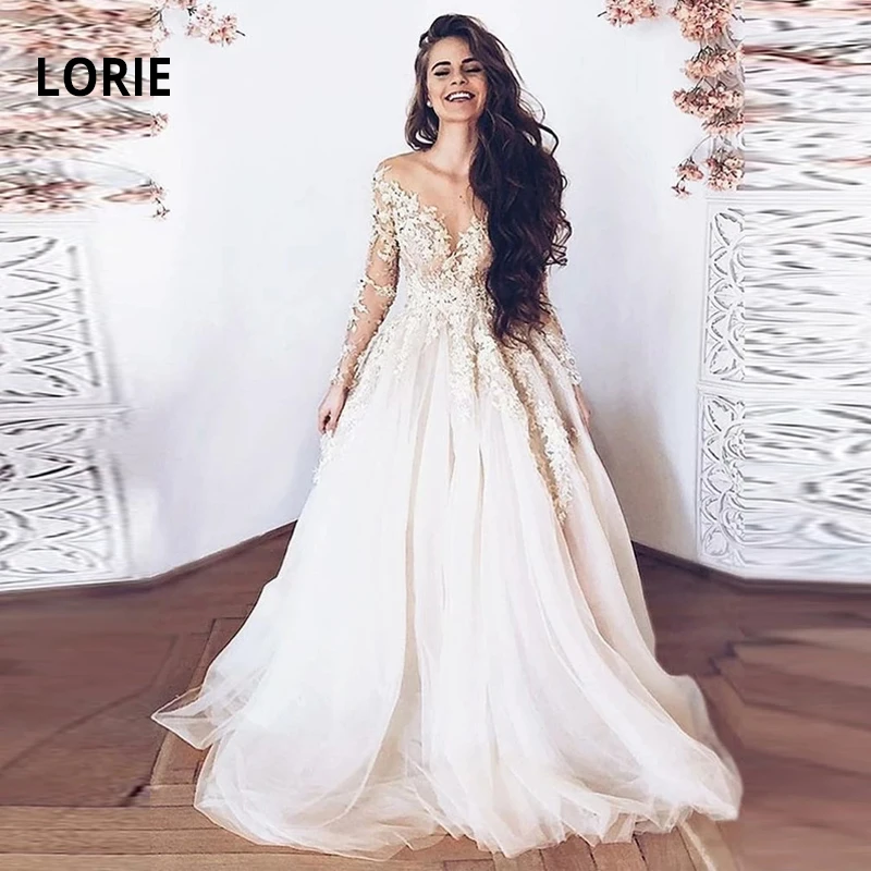 Элегантное кружевное свадебное платье LORIE для невесты с длинным рукавом и