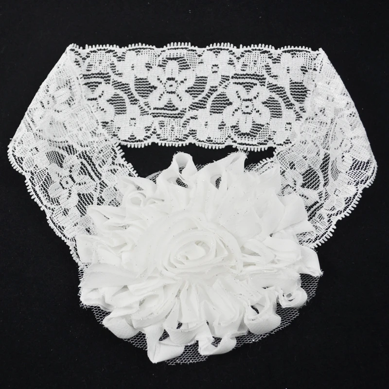 

Infants Toddlers Lace Headband with Flower for Age 0~5 Baby Girls --- White