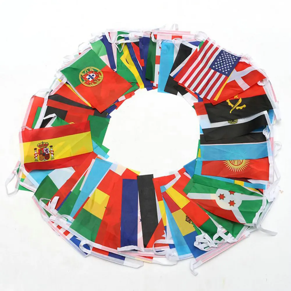 zwjflagshow world bunting flag 14*21cm 20*30cm 100 200PCS Football Soccer National Flag Country World Banner Bunting String Flag