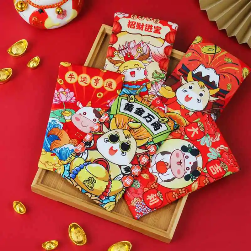 

Chinese Red Lucky Envelopes Imitation Silk Fabric Red Envelope Party Gift Wedding New Year Red Packets 1pcs 2021 Decor