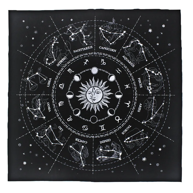 F tarotcloth 49*49 см Новое Звездное гадание Таро двенадцати созвездий любовь карьера передача специальный гороскоп Oracle карты скатерть - Цвет: F tarotcloth
