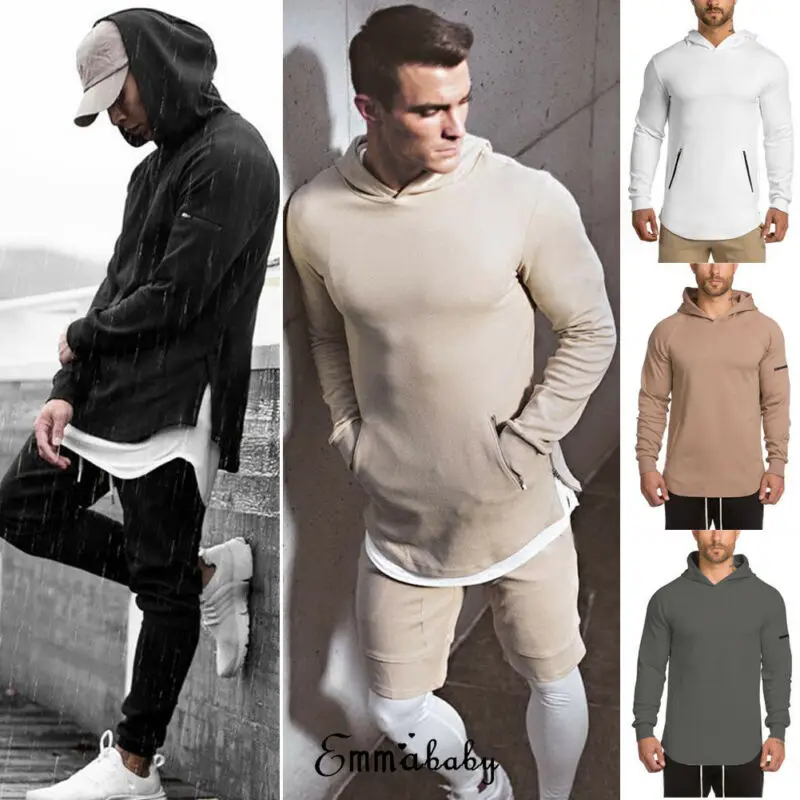 Мужские хлопковые толстовки толстовка эластичная спортивная куртка с капюшоном