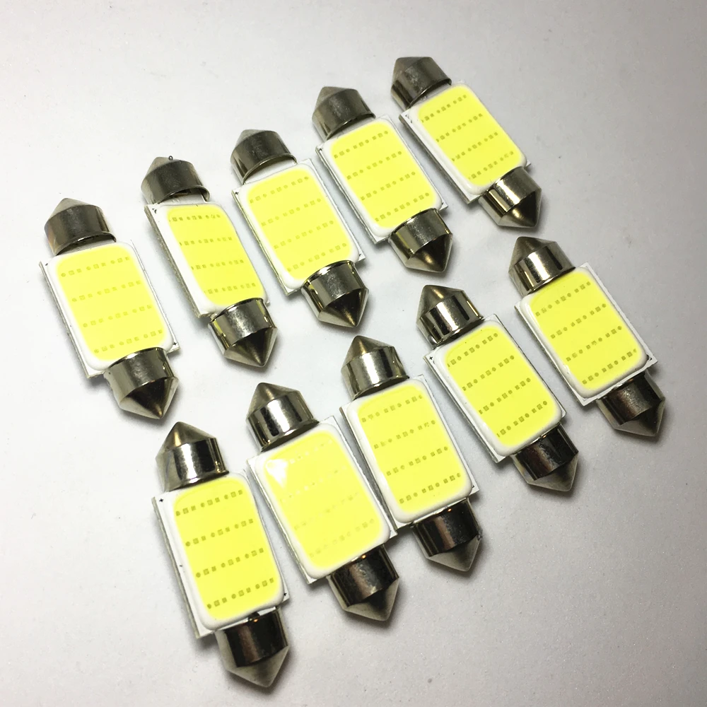 10x Festoon 31mm 36mm 39mm 41/42mm C10W C5W LED COB bulbs for cars License plate Interior Reading Light 6500K 12SMD 12V White | Автомобили
