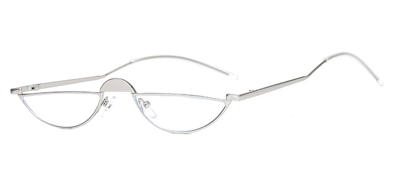silver with clear Peekaboo полукруглые винтажные женские солнцезащитные очки в металлической оправе трендовые золотые маленькие Солнцезащитные очки Мужские красные черные вечерние аксессуары uv400 - Цвет линз: silver with clear