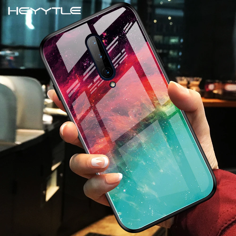 

Heyytle Gradient Tempered Glass Case For OnePlus 7 Pro Starry Sky Cases For One Plus 7 Pro Painted Space Cover Ocean Coque Funda