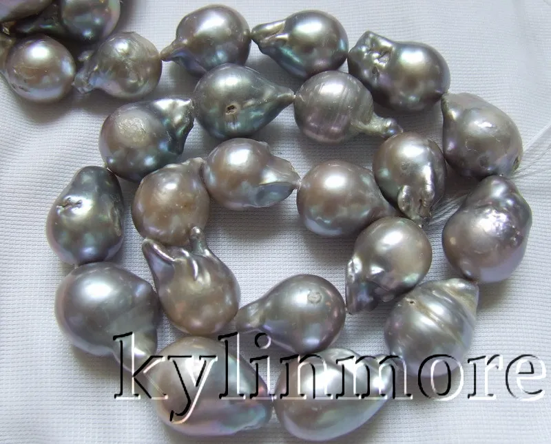 

14x21MM Grey Nucleated Flameball Baroque Pearls Bead 15.5