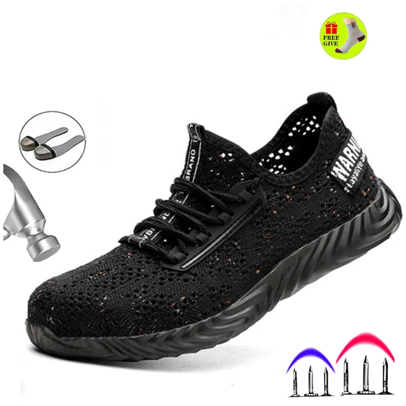 Zapatos de trabajo transpirables JUN（#Black） zapatos de seguridad ligeros  de suela suave Zapatos de trabajo indestructibles con puntera de acero  desodorante para hombres y mujeres Hombres rocic.com