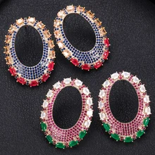 Janekelly элегантный и очаровательный круглый Форма Серьги гвоздики для женщин Цирконий высокого качества хрустальный пирсинг серьги ювелирные изделия