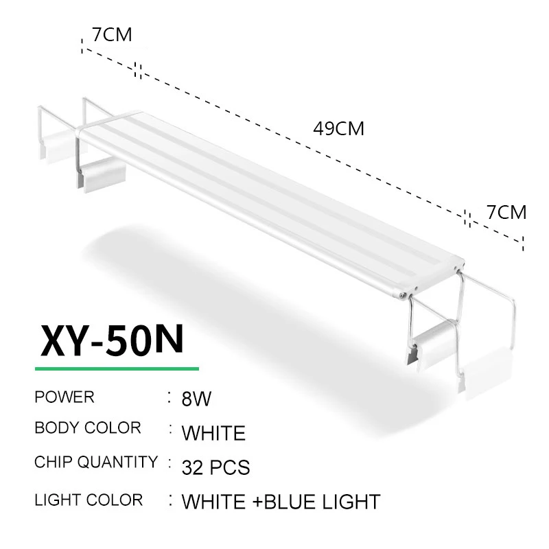Аквариумный светодиодный светильник 15-57 см, высококачественный светильник для аквариума с Выдвижной кронштейн, белый и синий светодиодный s подходит для аквариума - Цвет: XY-50N WhitexBlue