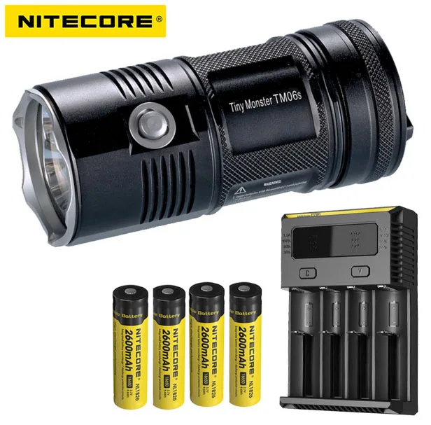 Nitecore TM06S 4000 люмен 359 метр крошечный Монстр 4x Cree XM-L2 U3 фонарик+ 4Xnitecore 3500mah батарея+ зарядное устройство nitecore I4 зарядное устройство
