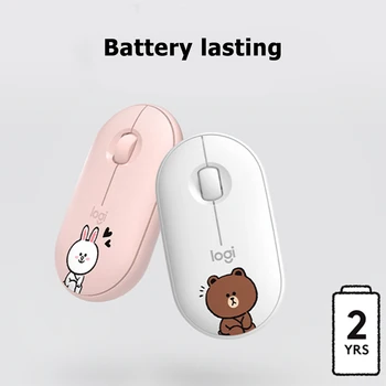 

Logitech Line Friends Dual Modes 1000dpi Wireless Silent Mouse Cartoon Animal Computer PC Laptop Mute Cordless Optical Mice