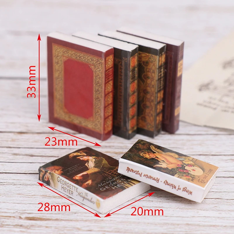 1/12 Dollhouse Vintage Miniature Book Model Notebook Doll House Furniture Decor 6Pcs/set