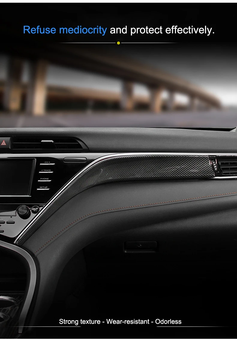 QHCP полосы приборной панели наклейки декоративная панель Copilot Чехлы отделка салона АБС углеродного волокна стиль древесины зерна подходит для Toyota Camry
