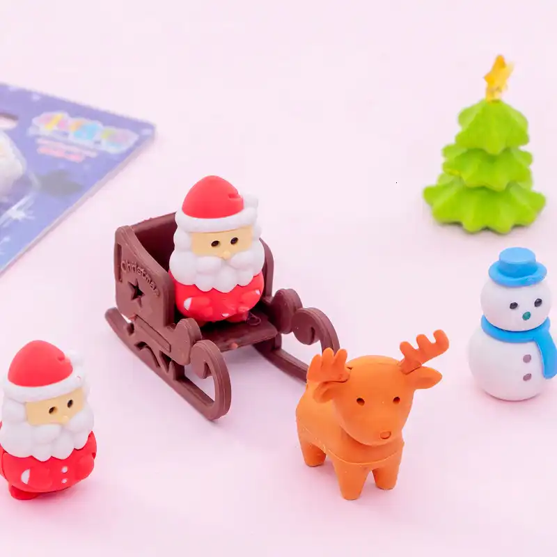 Ellen Brook Juego De Goma De Reno Kawaii Papa Noel Regalo De Navidad Goma De Borrar Papeleria Para Ninos Suministros De Oficina Y Escuela Borrador Aliexpress