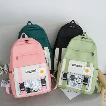 

4pcs/set Canvas Backpack,Sunflower Travel Backpack,Teen Student Schoolbag,16.5 Inch Casual Laptop Backpack