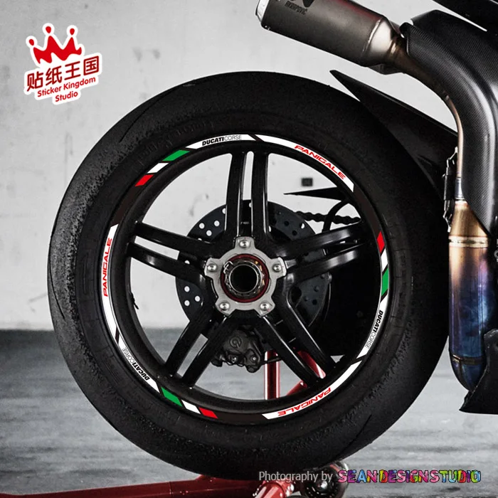 Для Panigale 848 899 959 1098 1198 1199 1299 V4S колеса мотоцикла Стикеры наклейка Светоотражающие Обода велосипед подходит - Название цвета: Серебристый