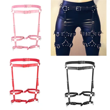 

PU Leather Harness Waist Thigh Garter Belt Single Prong Adjustable Buckles