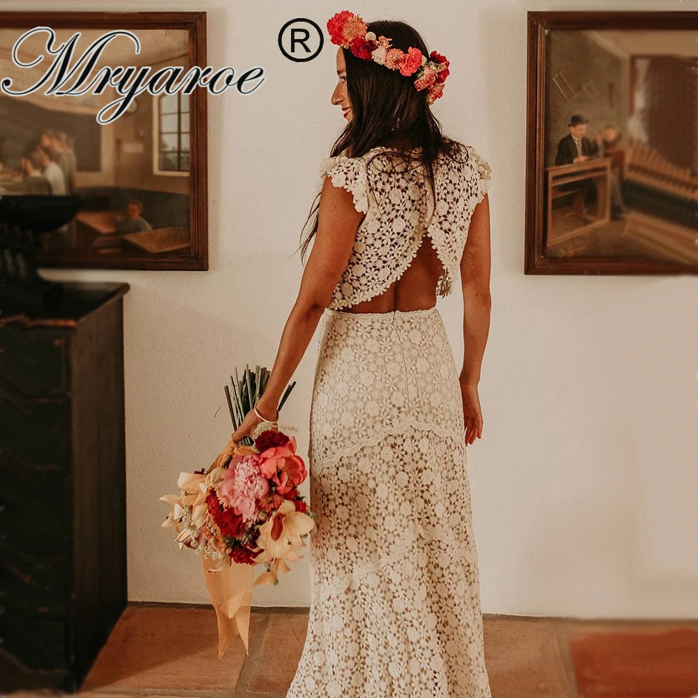 Mryarce Vintage Look Cotton Lace Crop Top Bohemian Wedding