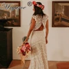 Mryarce Vintage Look Cotton Lace Crop Top Bohemian Wedding Dress Two Piece Bridal Gowns 1
