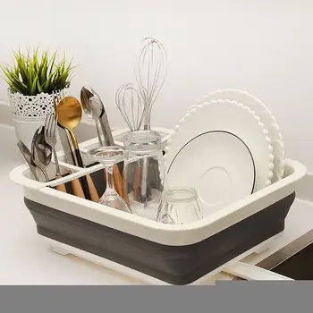 

Dish Drain Rack Folding Kitchen Drain Dish Rack Cutlery Storage Box Collapsible Dish Drainer Cutlery Stand Cup Holder #4O