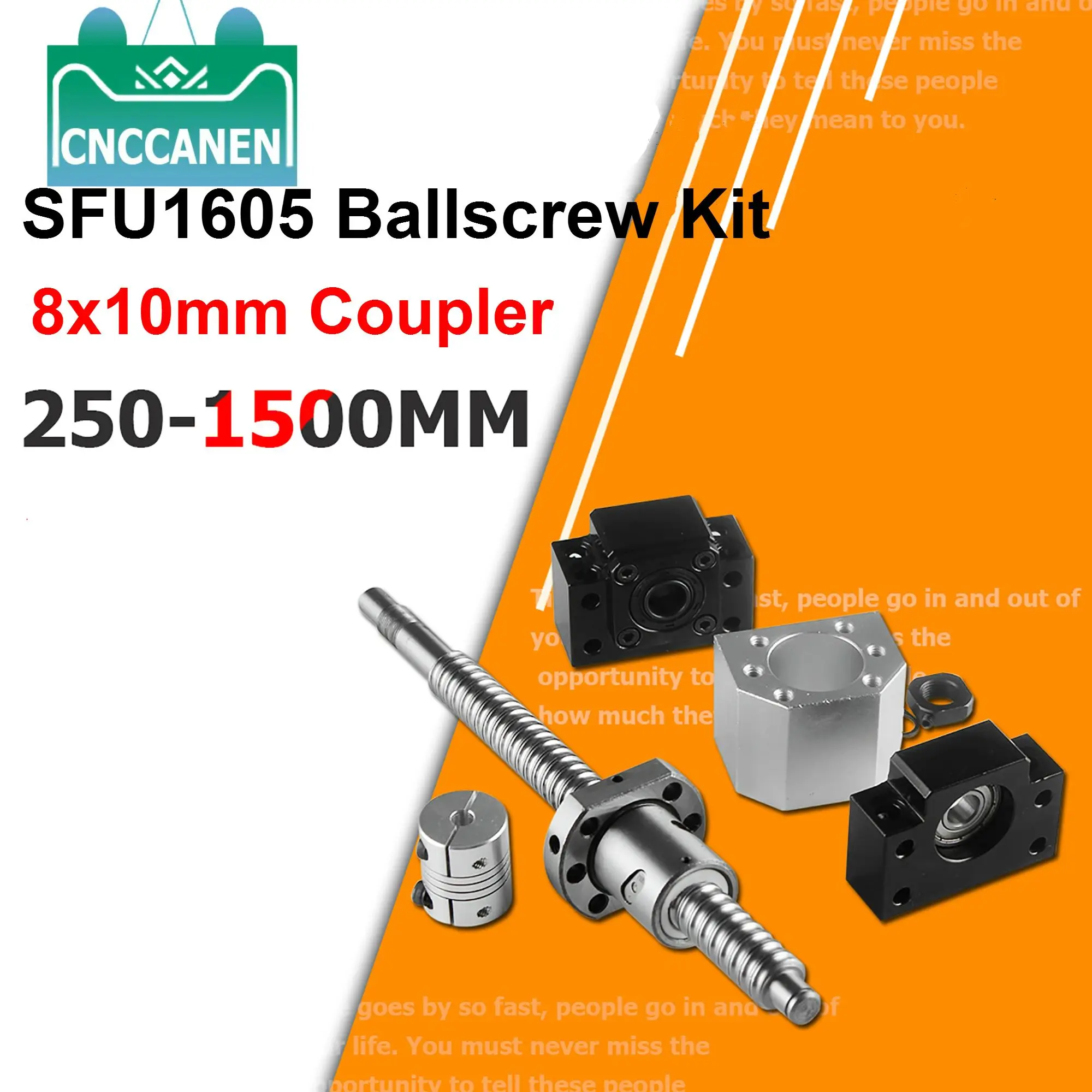 SFU1605 Set RM1605 Rolled Ball Screw C7 With End Machined + 1605 Nut &amp housing BK/BF12 Support 8mmx10mm Coupler | Обустройство