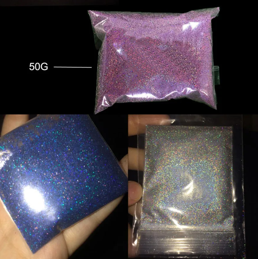 Nail Powder Nail Glitter Nail Pigment Nail Decoration Nail Flakes 24 Color 50G Holographics Laser Glitter Silver Pink Chrome Dust Sequins DIY Polish