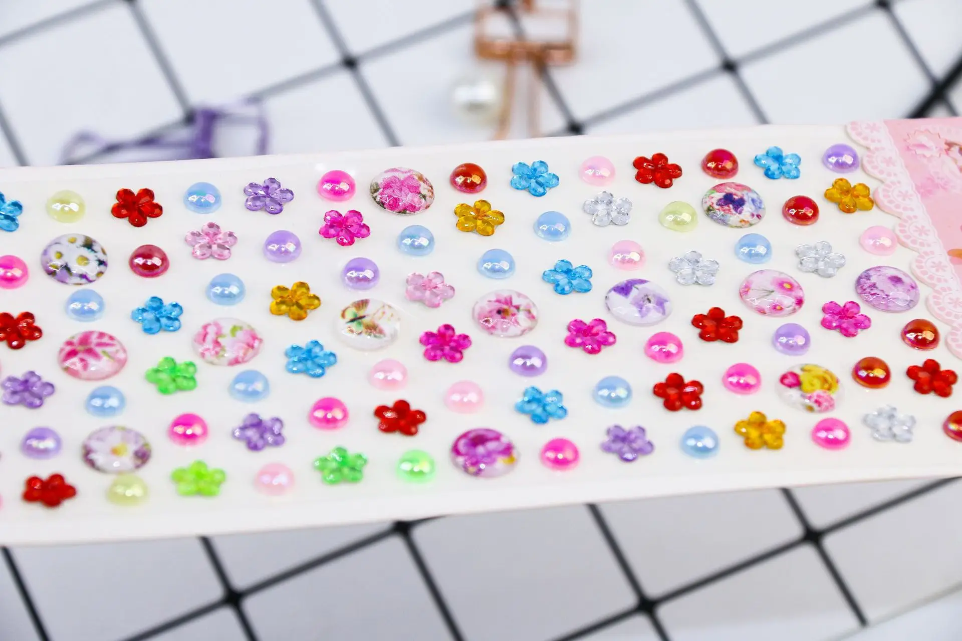 3 листа смешивания самоклеющиеся diy Наклейка на телефон pc Искусство bling Кристалл акриловые наклейки из страз цветок Форма Дети стикер игрушка