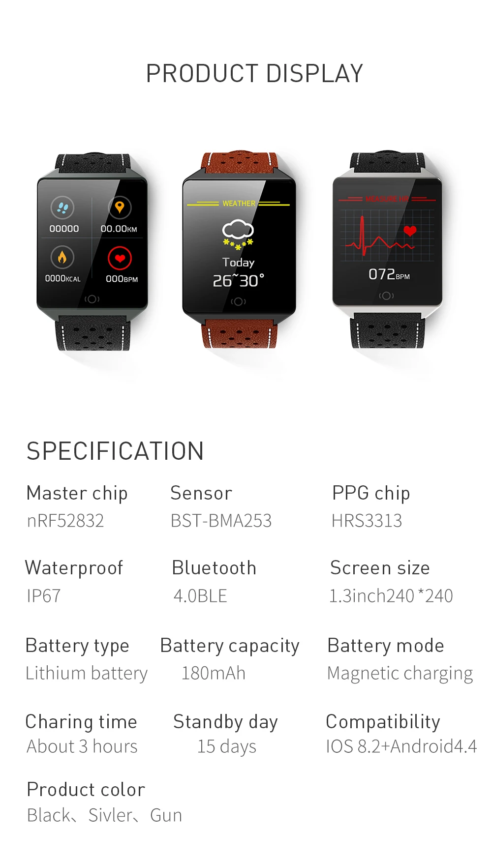 CK19 Smartwatch IP67 Waterproof Wearable Device Bluetooth Pedometer Heart Rate Monitor Color Display Smart Watch For AndroidIOS (14)