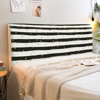 

Modern Minimalist Cartoon Black and White Stripes Cute Bed Cover Full Enclosed Elastic Dust-proof Protective Cover