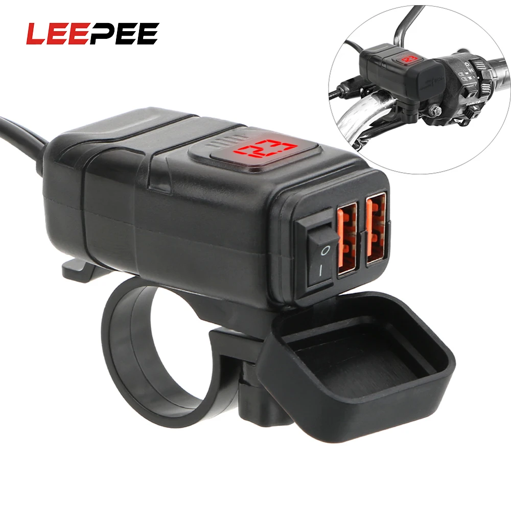 Зарядное устройство для мотоцикла LEEPEE QC 3 0 с двумя USB-портами | Автомобили и
