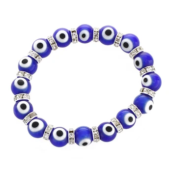 

Round Evil Eye Lampwork Rhinestone Crystal Bracelet 0.39"
