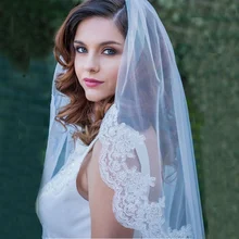 Короткий слой 75 см Локоть Длина с расческой Короткие Кружева Тюль свадебная фата невесты