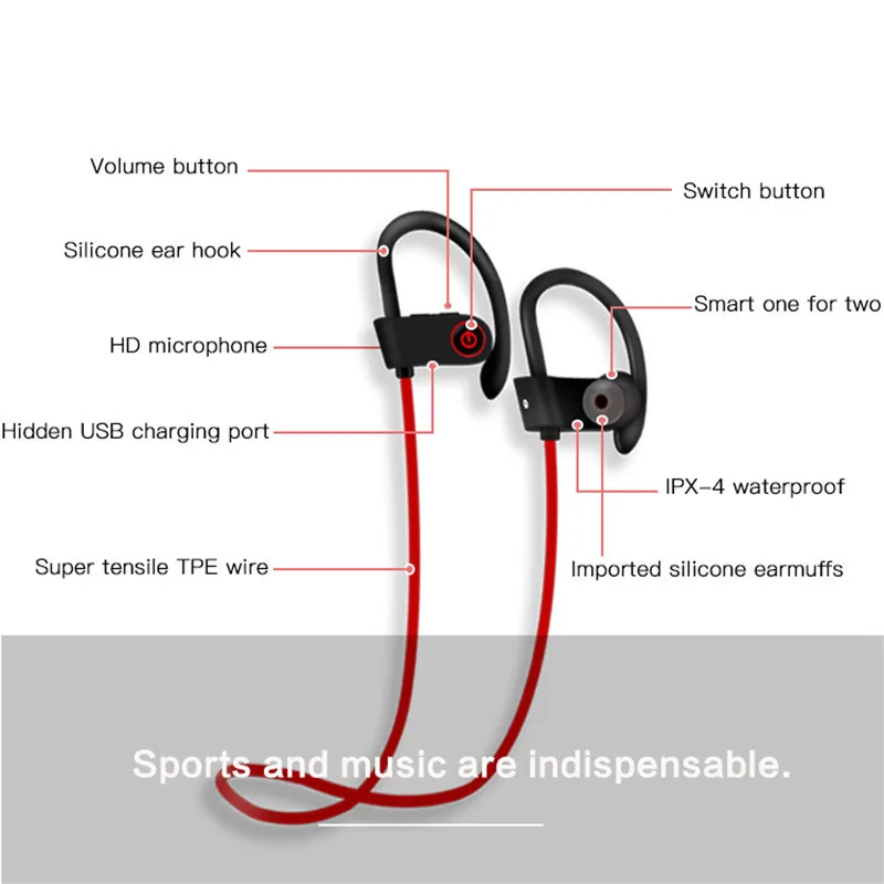 Cuffie Bluetooth Per Un Telefono Cellulare Sport Auricolari Wireless Cuffie Vivavoce Hifi Stereo Auricolare Per Xiaomi Iphone Samsung