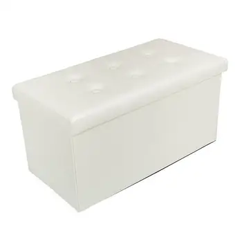 

Fashion White Ottoman Storage Bench Folding Stool Waterproof PVC Leather Stool Entryway Bench Foldable Stool Chair SKU46027791