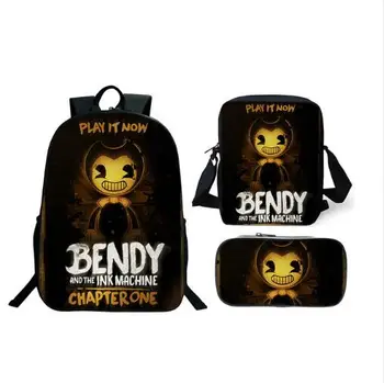 

3pcs/Set School Bag Bendy and The Ink Machine Backpack Children Combination Bookbag Boys Girls School Backpack Daily Mochila