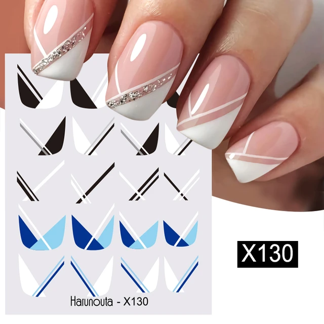 12PCS French Manicure Strip Nail Forms Fringe Tip Guides Sticker Wavy Line  Nail Art Guides Stickers Stencil Strips Nail - AliExpress