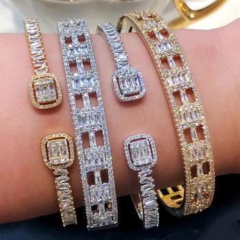 

missvikki Luxury Shiny New Design Open Bangle Cuff For Women Bridal Wedding Daily Trendy Romantic Fine Bracelet Party Jewelry