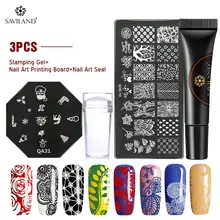 Soak off тиснения УФ Гель-лак яркие красные цвета: золотистый, серебристый для шаблон штампа инструменты 3 шт./компл. пластины для стемпинга-дизайн
