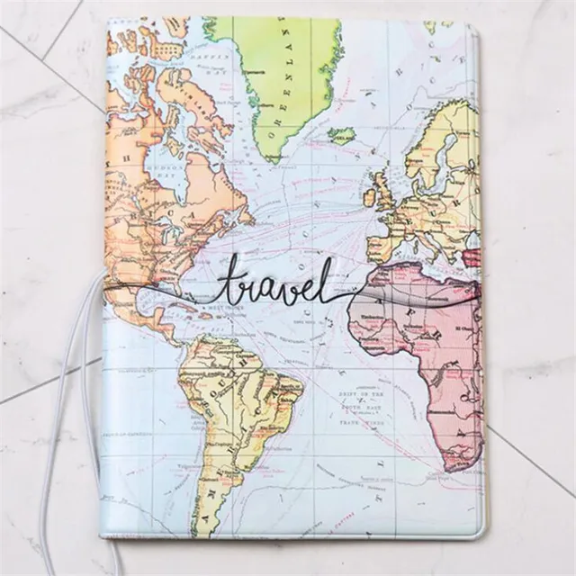 Creative World Map Passport Holder Cover Travel Wallet Card Case Organizer 1PCS