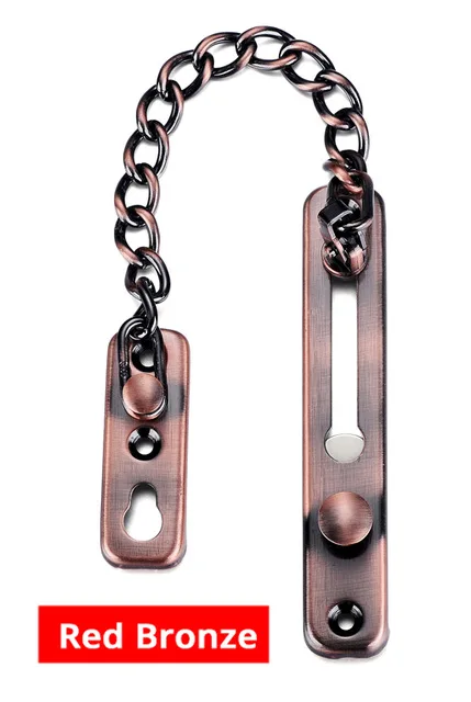 304 Stainless Steel Security Door Chain Lock Anti-theft Door Chain Door Latch Silver Bronze Gold Black Door Lock Hardware - Цвет: Red Bronze