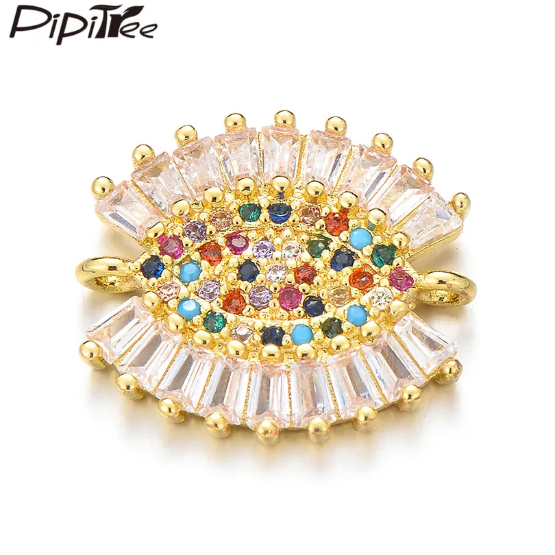 

Pipitree Princess Cut Cubic Zirconia Evil Eye Charms Multi CZ Jewelry Charm DIY Bracelet Connector Jewelry Making Nickle Free